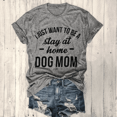 ForAllApparel Stay At Home Dog Mom T Shirt Black XL