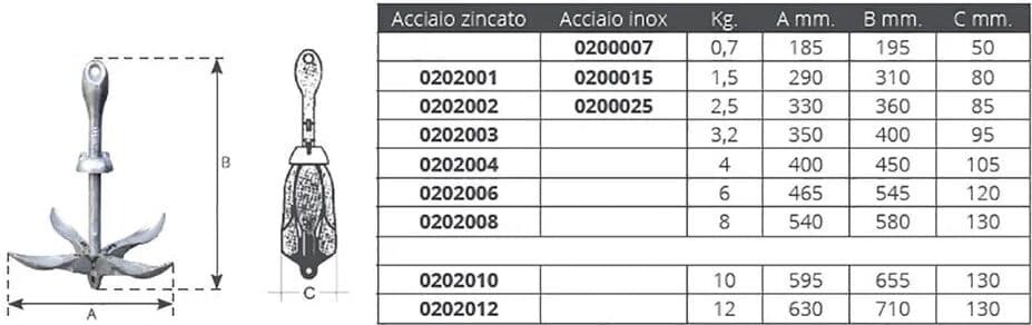 Oem Marine Ancla Plegable Silver 8 kg