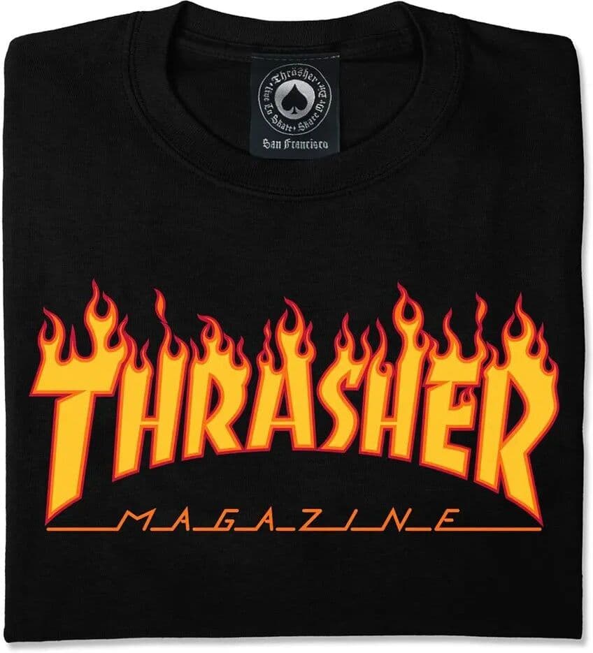 Thrasher Camiseta De Manga Corta Flame Black L