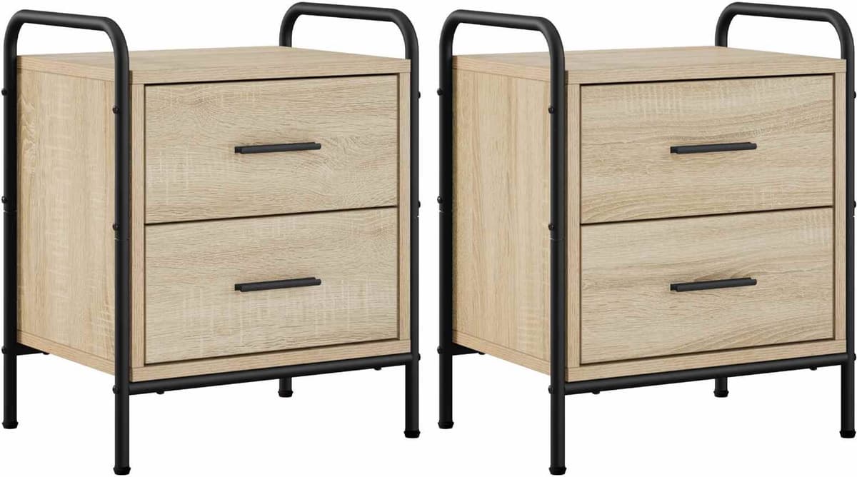 vidaXL Table de chevet 2 pc Chêne Sonoma 40 x 30 x 50 cm