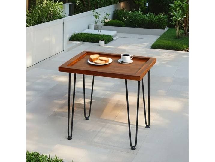Grande table à thé en acajou avec motif de feuilles table basse pieds en fer laqué pour salon canapé ou jardin