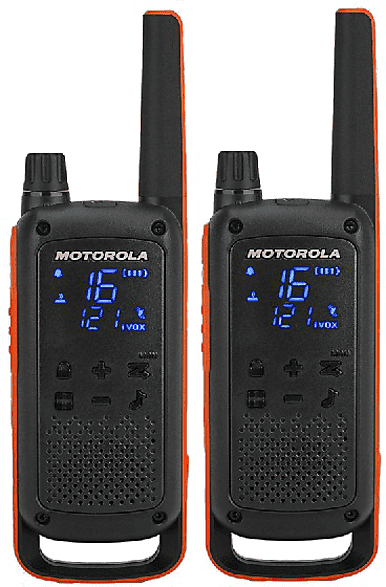 Walkie Talkie - motorola T82, 16 canales, Alcance 10 km, LED, IPx2