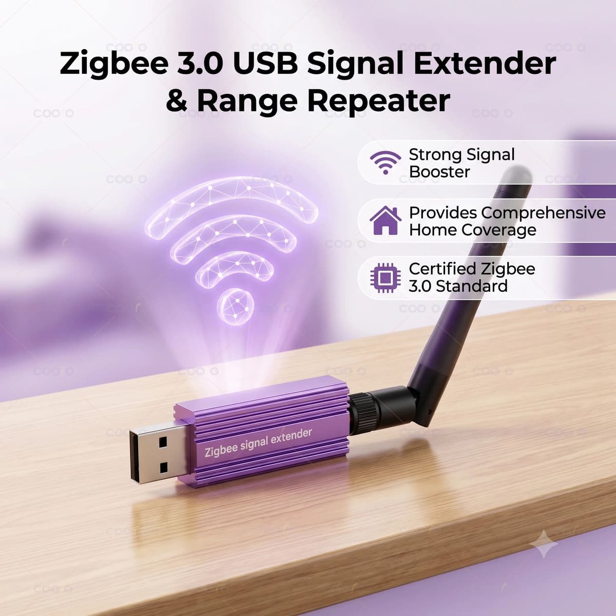 NONE Tuya Zigbee USB Signal Extender With Detachable Antenna High-Gain Repeater Extend Zigbee Coverage Range for Home Assistant Z2M
