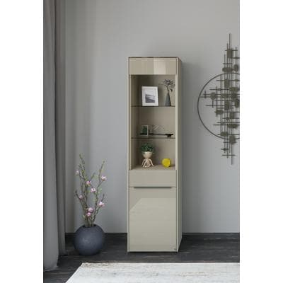 Standvitrine "Reno", beige (taupe matt lack, glas taupe glanz), B:48cm H:185cm T:42cm, Glas, Holzwerkstoff, SET ONE BY MUSTERRING, Schränke, Standvitrine, Mit Gleitern und in verschiedenen Farben erhältlich
