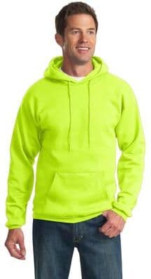 Port & Company PC90H Essential Fleece Pullover Hooded Sweatshirt in Safety Green size 4XL   Cotton/Polyester Blend