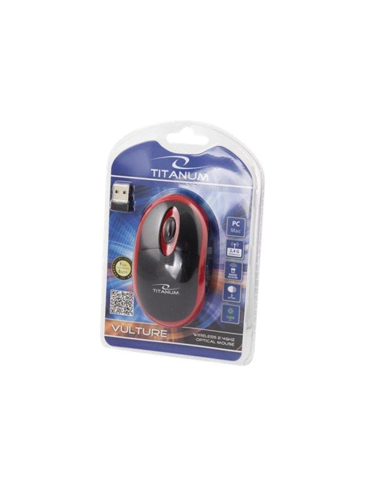 Esperanza Titanum Wireless Optical Mouse 2.4GHz 3D USb Vulture Red - Maus (Rot)