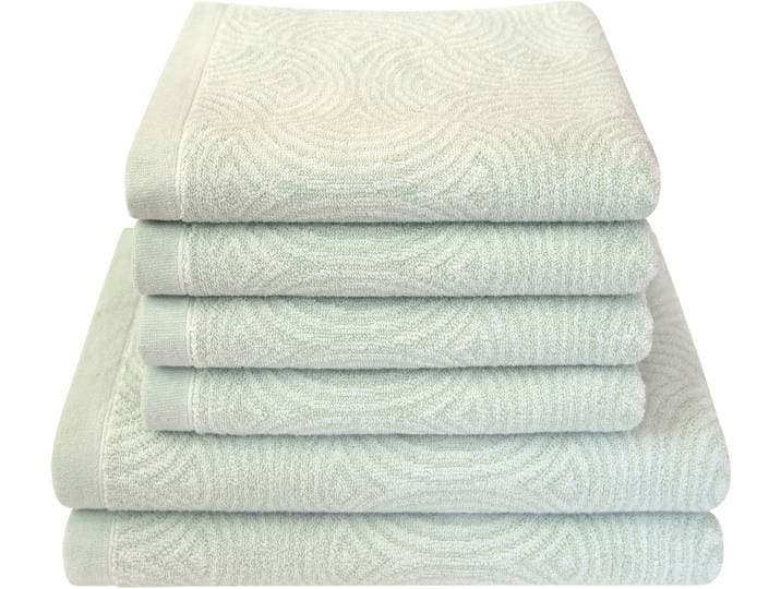 Handtuch Set DYCKHOFF Landscape , grün (minze), 6 Stk., Walkfrottier, Walkfrottier, Obermaterial: 100% Baumwolle, Handtuch-Sets, Handtuch Set, 4 Handtücher (50x100cm), 2 Duschtücher (70x140cm)