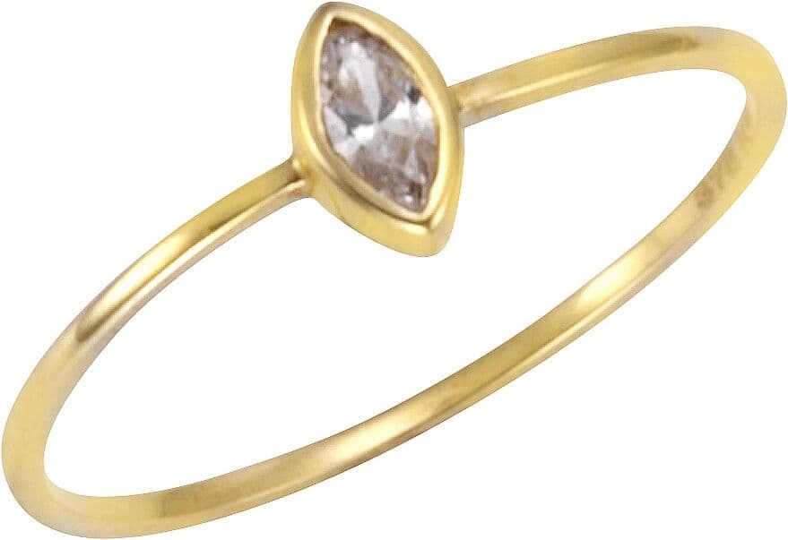 Fingerring "Gold 375 Zirkonia weiß" Gr. 19, gelb, FASCINATION BY ELLEN K., Fingerringe, Damen, 060 (19,1), Gold, Fingerring