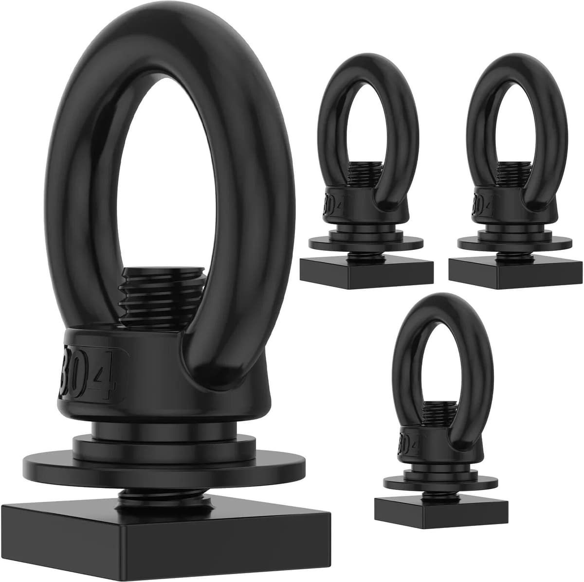 NONE 4Pcs Stainless Steel T Track Mount Tie Down Anchor Heavy Duty M8 Ring Shaped Eye Bolt Rings for Car Roof Rack Ropes Hold Cord