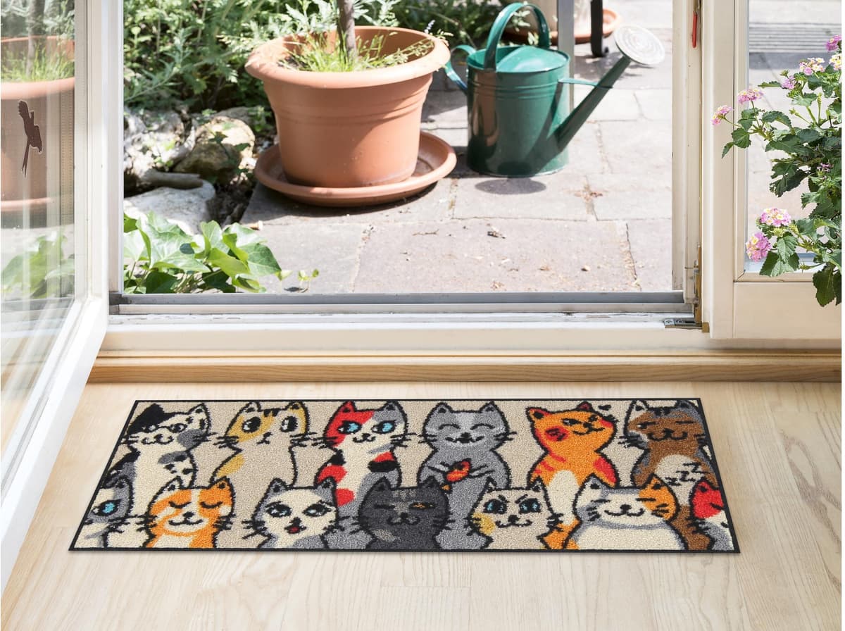 Fussmatte "Salonlöwe Kitty People", bunt (mehrfarbig), B:30cm L:75cm, Gummi, Polyamid, Teppiche, Fussmatte mehrfarbig B : 30cm 1 Stk., L: 75cm