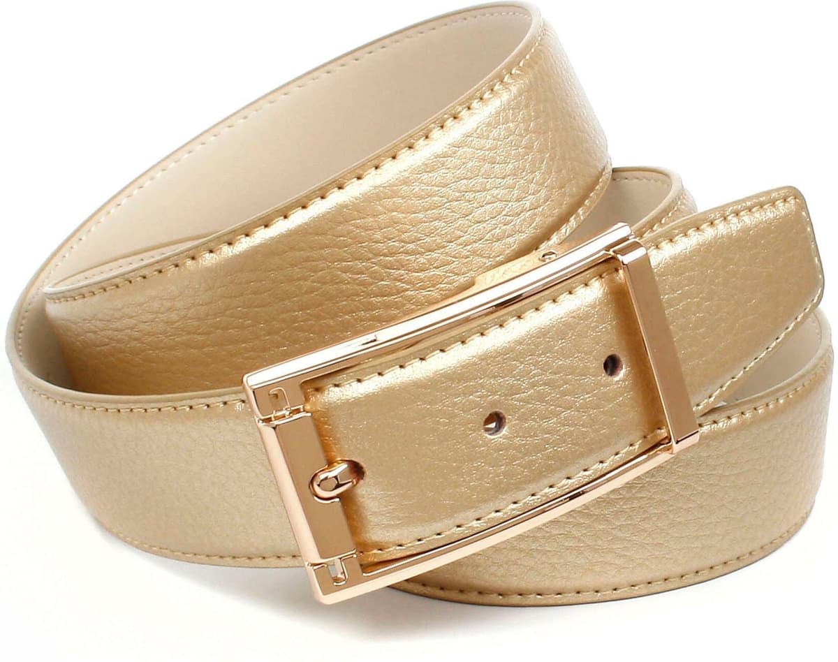 Ledergürtel ANTHONI CROWN, Damen, Gr. 95, gold (goldfarben), Leder, unifarben, Gürtel Ledergürtel, im klassischen Design und glänzender Oberfläche goldfarben 95