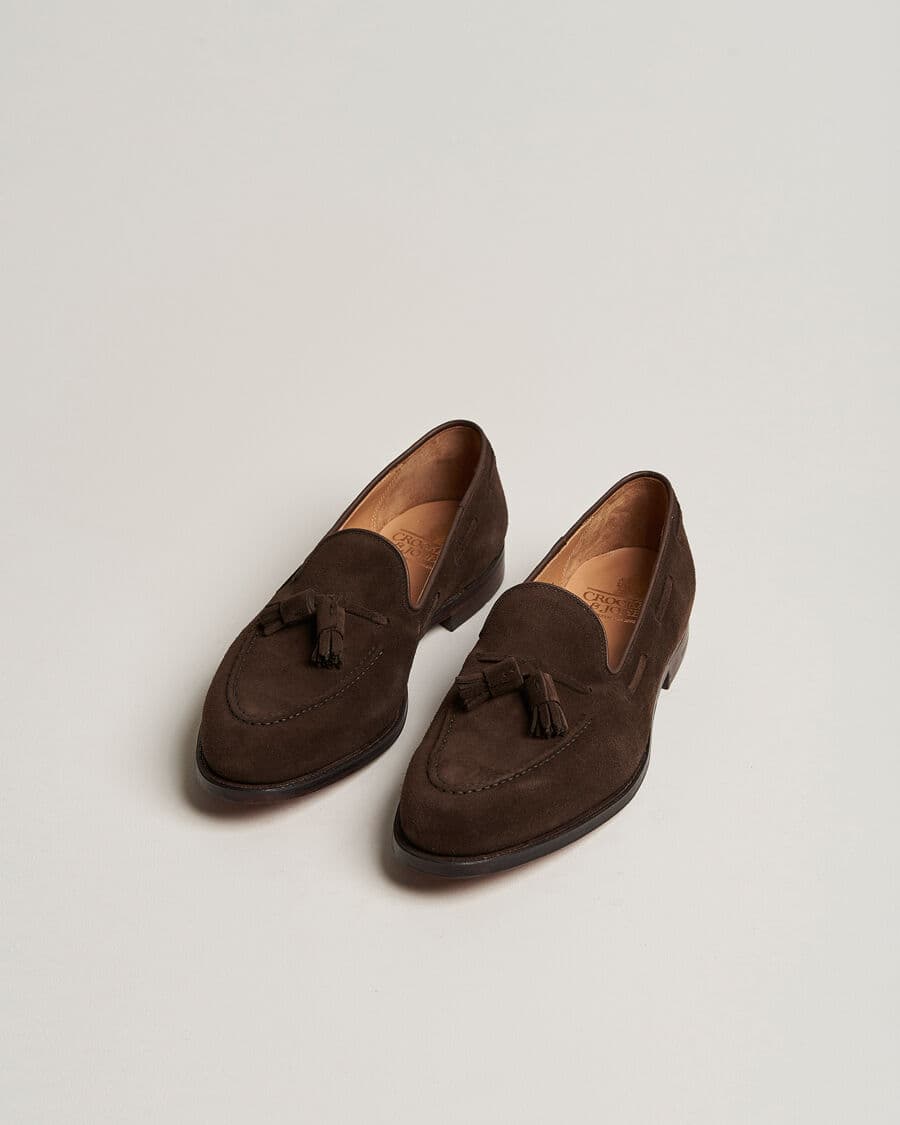 Crockett & Jones Cavendish Tassel Loafer Dark Brown Suede men EU44 Brun