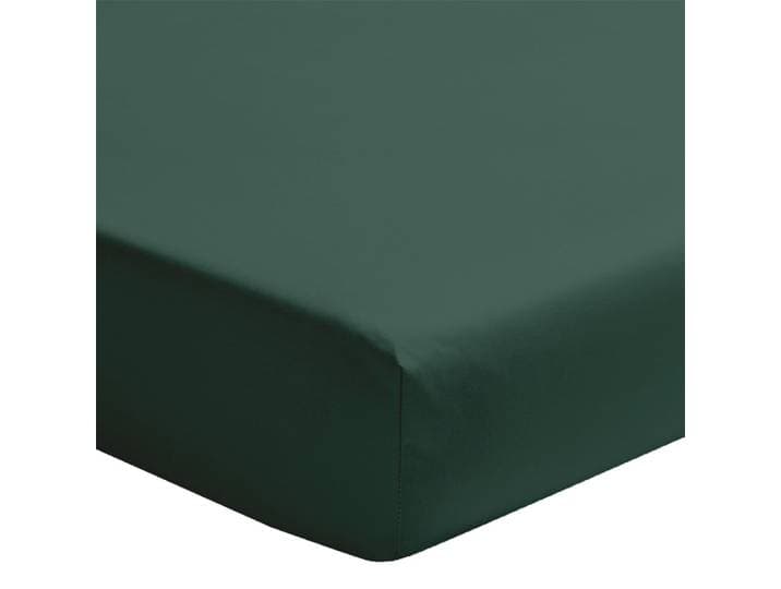 Drap housse uni en percale de coton vert forêt 90x200
