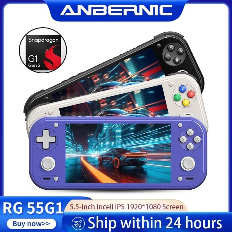 ANBERNIC RG55G1 Handheld Games Console 5.5-inch Incell IPS Screen G1 Gen 2 Hall Joystick 6000mAh Supports AI,WIFI,Streaming,FOTA