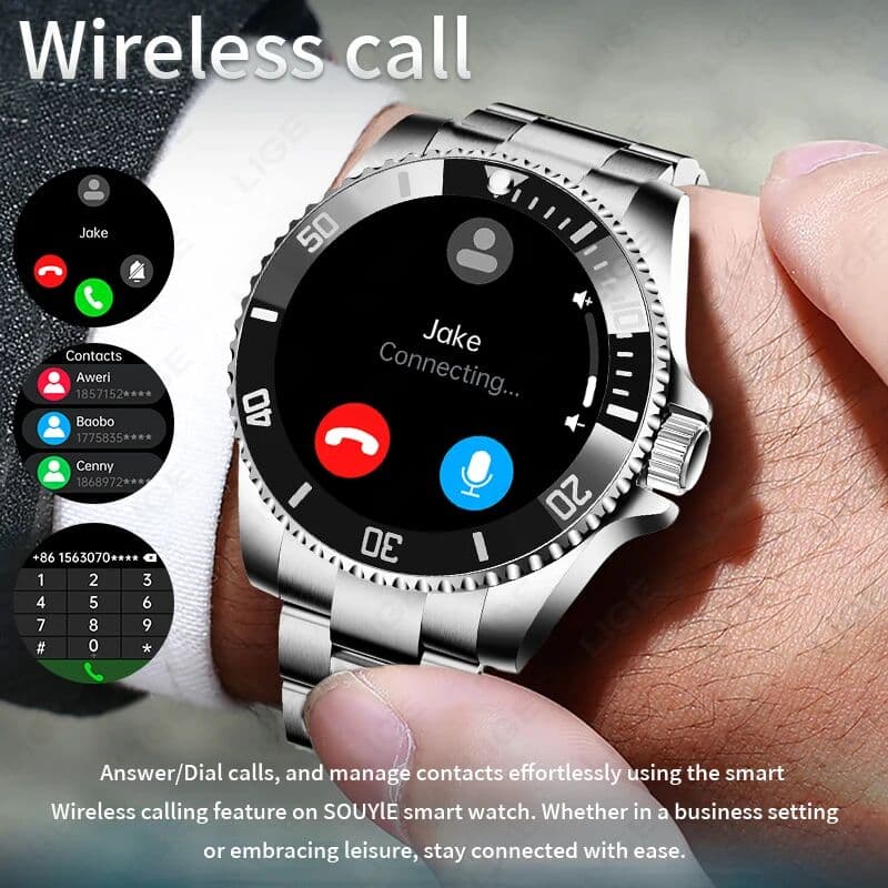 Original  LIGE Smart Watch Wireless call 100+ Sports Modes IP68 Waterproof 1.27'' HD Screen Smart watchs for men Android IOS