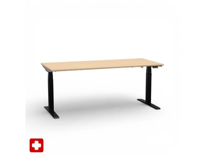 Ergonomischer Schreibtisch el. höhenverstellbar Tradingzone GO Swiss 180x80 cm, Buche/Schwarz, Neu, Tisch - ideal fürs Homeoffice oder Büro