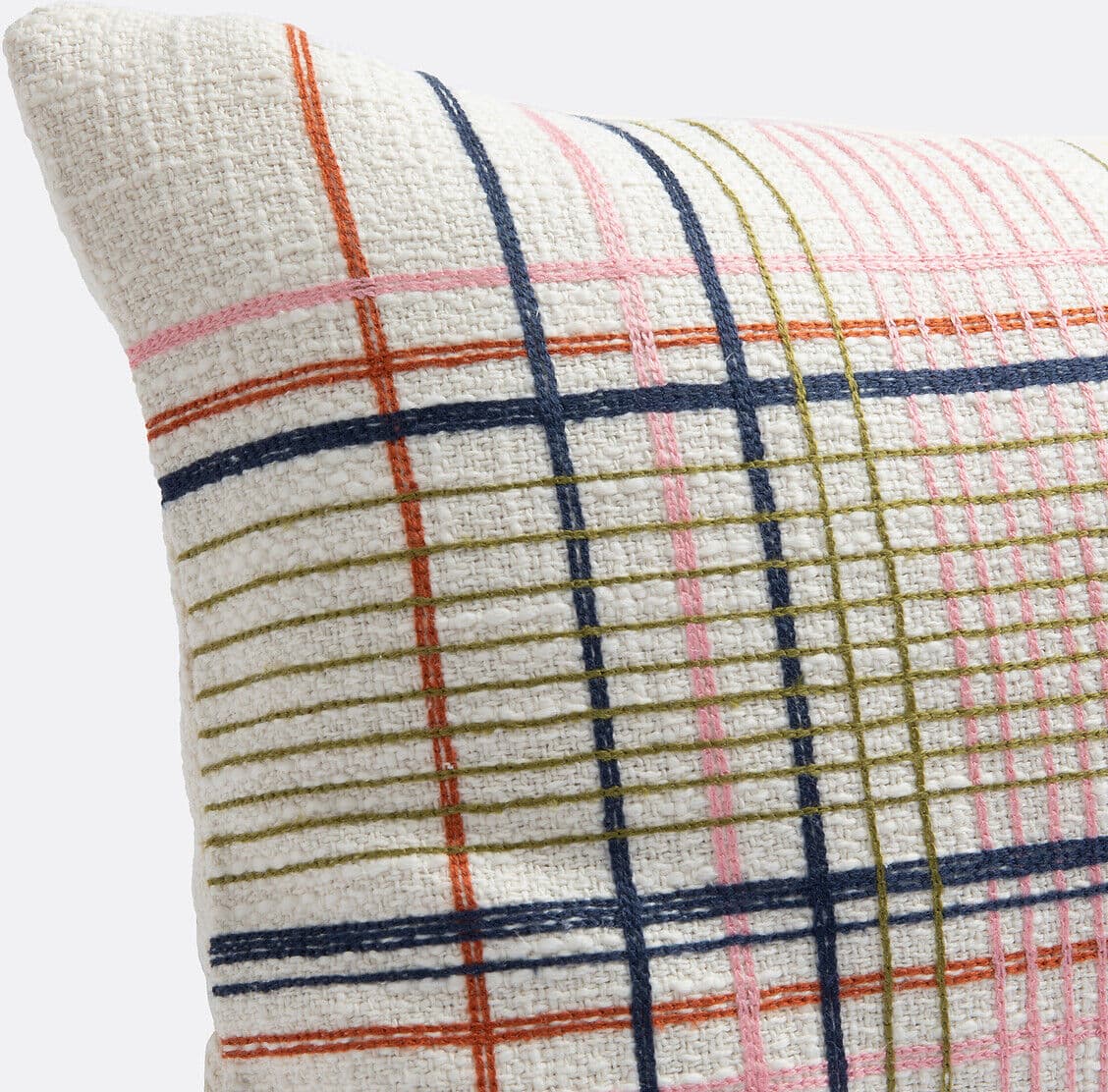 MAPOÉSIE X LA REDOUTE INTÉRIEURS Housse de coussin rectangulaire en coton avec carreaux brodés