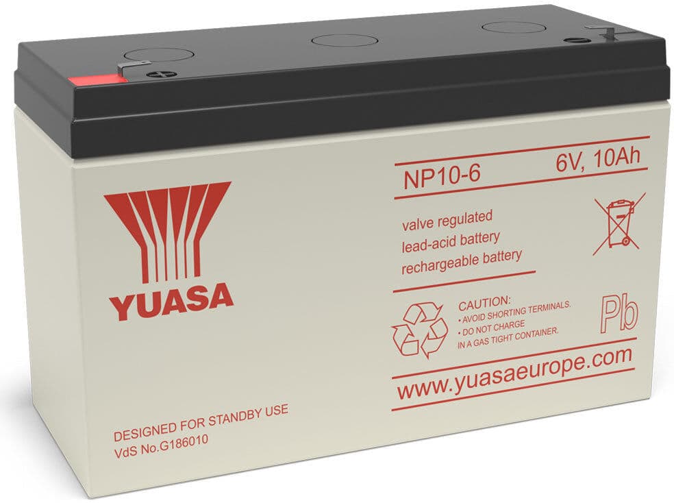 Yuasa NP10-6 VRLA Sealed Lead Acid Battery   1 Pack