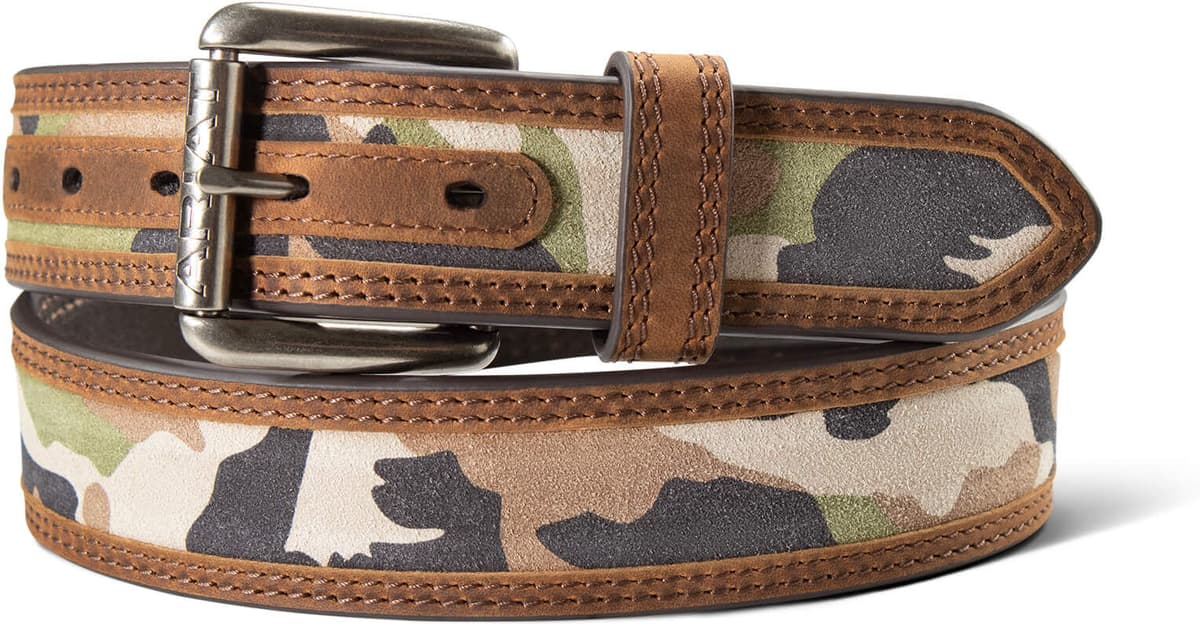 Men's Work Camo Suede Inlay Belt in Multi Leather, Size: 34 by Ariat