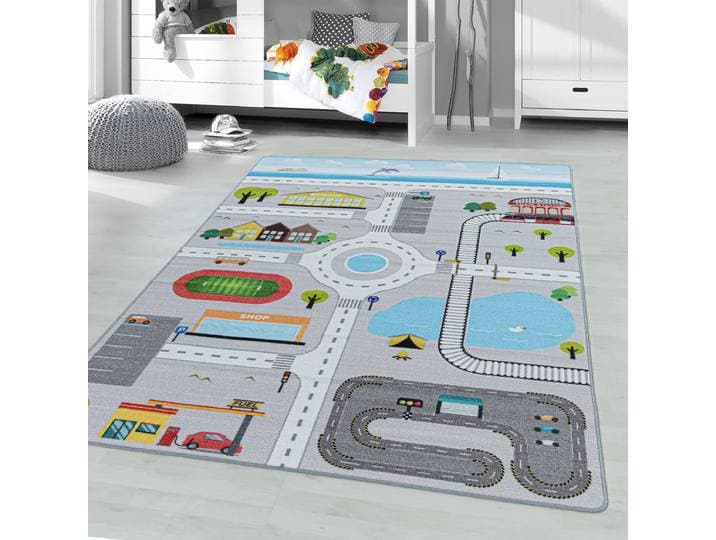 home24 Kinderkleed Play Stad 140 x 200cm grijs/grijs