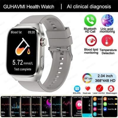 Uplifted Finds 2025 Uric Acid & Blood Fat Smartwatch   ECG+PPG Laser Health Care   Executive Metabolic Monitoring Suite silver