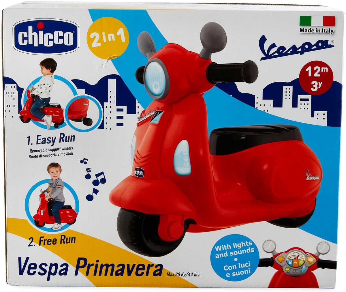 Lauflernhilfe CHICCO "Rutscher Kleine Vespa", Baby, rot, Kunststoff, Lauflernhilfen Lauflernhilfe rot Einheitsgröße