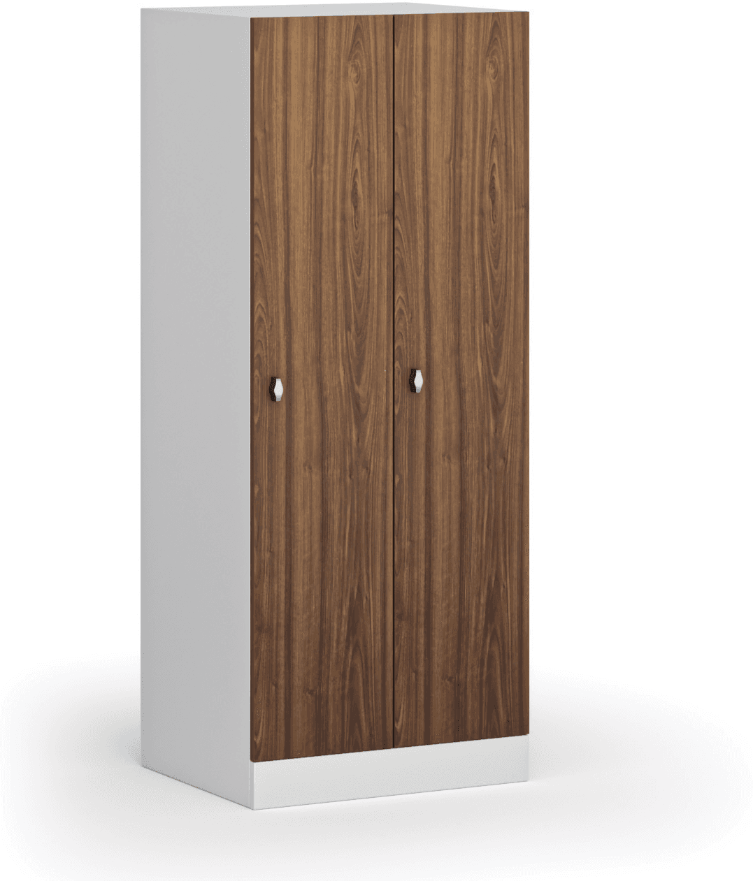 B2B Partner Szafa ubraniowa S1 obniżona, 2-drzwiowa, 1500 x 600 x 500 mm, demontaż, zamek obrotowy, drzwi laminowane, orzech