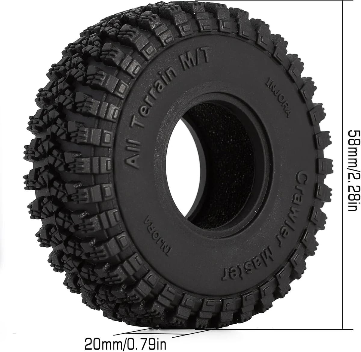 INJORA 1.0 Wheel Tires All Terrain 58*20mm Upgrade for 1/18 1/24 RC Crawler Car Axial SCX24 TRX4M AX24 (T1008)