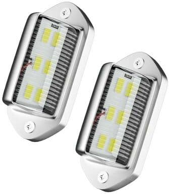 Uplifted Finds 2 Pack Waterproof White LED License Plate Lights (12V24V) For Trucks, SUVs, Trailers, And Buses silver