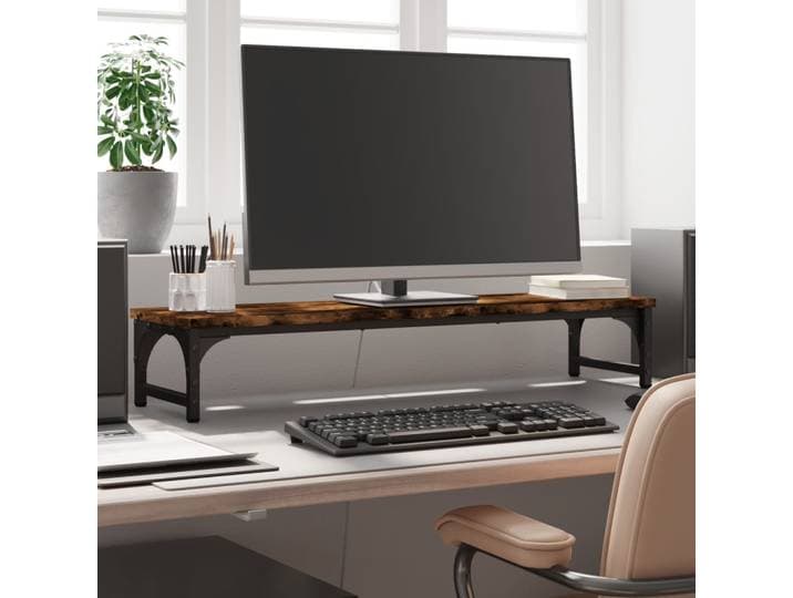 vidaXL Monitorständer Räuchereiche 85x23x15,5 cm Holzwerkstoff