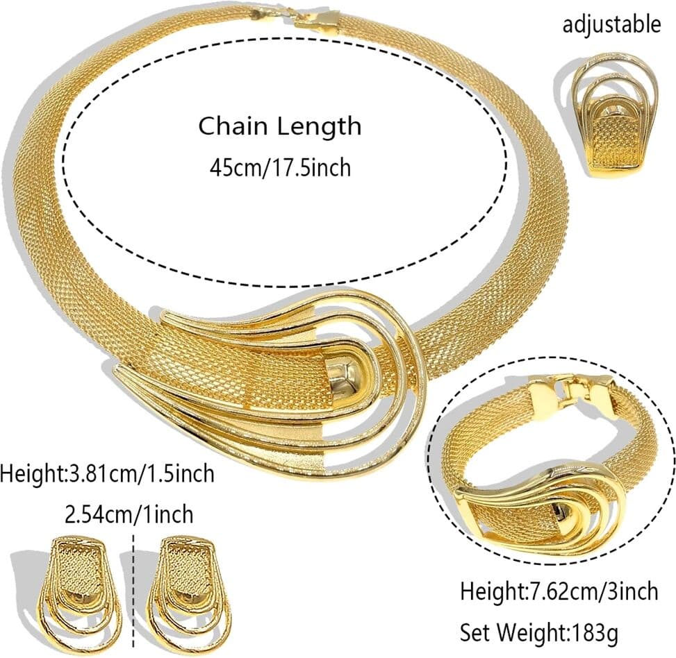 SYHOL Woman Necklace Jewelry Set Italian Gold Plated Delicate Pendant Banquet Party Accessories Earrings Bracelet Ring