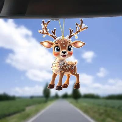 Of Wheels Deals Car Interior Accessory, Fun Animal Cat Pendant With Chain, Realistic Rearview Mirror Hanging Ornament style 15