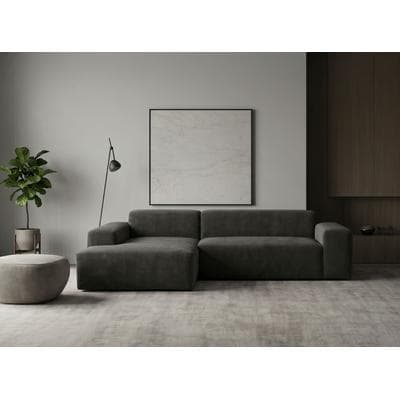 Ecksofa WERK2 "Zeus-L 253 cm breit, bequemes Cord-Sofa in L-Form, urbanes Design", anthrazit, B:253cm H:70cm T:188cm, 90% Polyester, 10% Nylon, Sofas, Ecksofa, Organische curvy-trend Couch mit großer Komfort-Ottomane