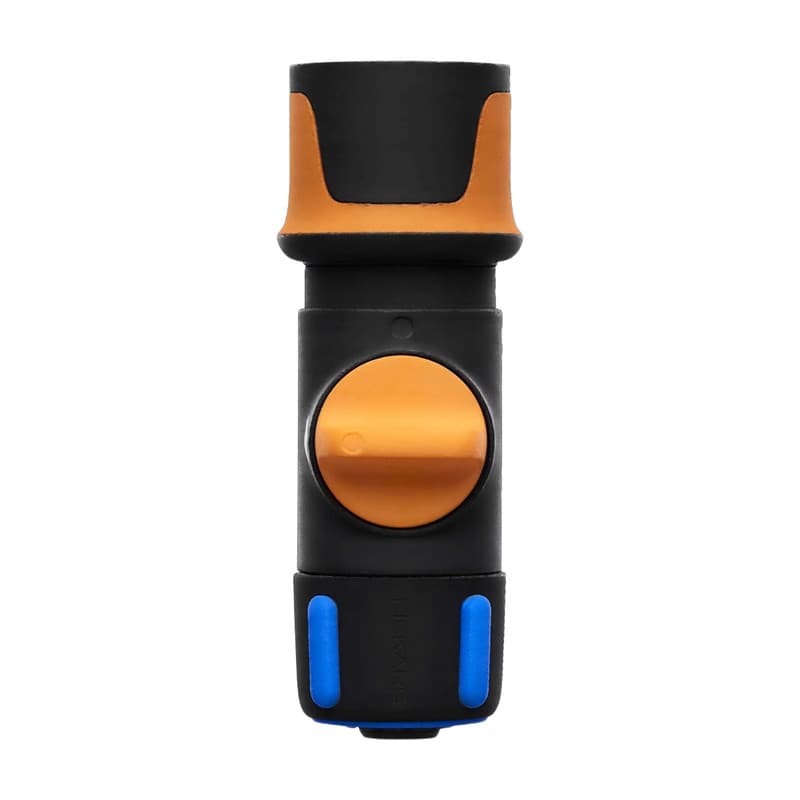 Fiskars Slangkoppeling met On/Off-ventiel en SoftGrip-contactpunten, universele maat Ø 1,3-1,5 cm, zwart/oranje/blauw