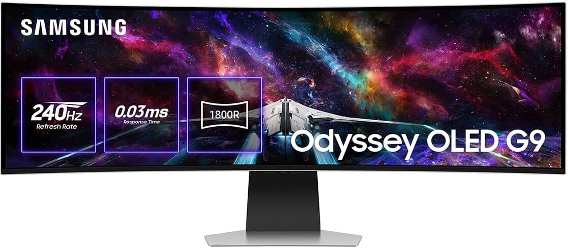 Samsung Monitor PC Gaming curvo 49" (124,5 cm) Odyssey Oled Neo G9 Smart, 240 Hz, Smart TV Apps (Reacondicionado A estrenar). Blanco