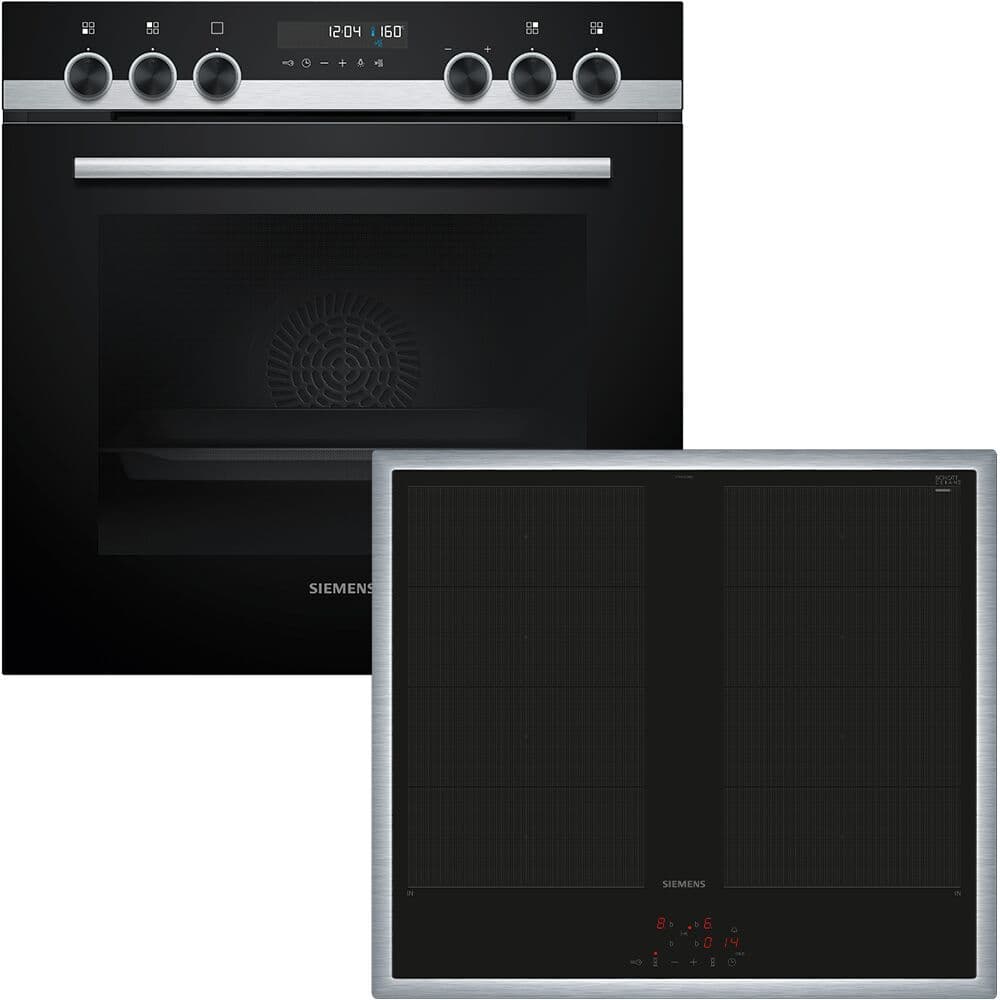 Siemens Elektro-Herd-Set "PQ521VA2ZM", Energieeffizienz: A+, schwarz (edelstahl, schwarz), Herdsets, Gelingsichere cookControl30 & anpassungsfähige varioInduktion, Elektro-Herd-Set