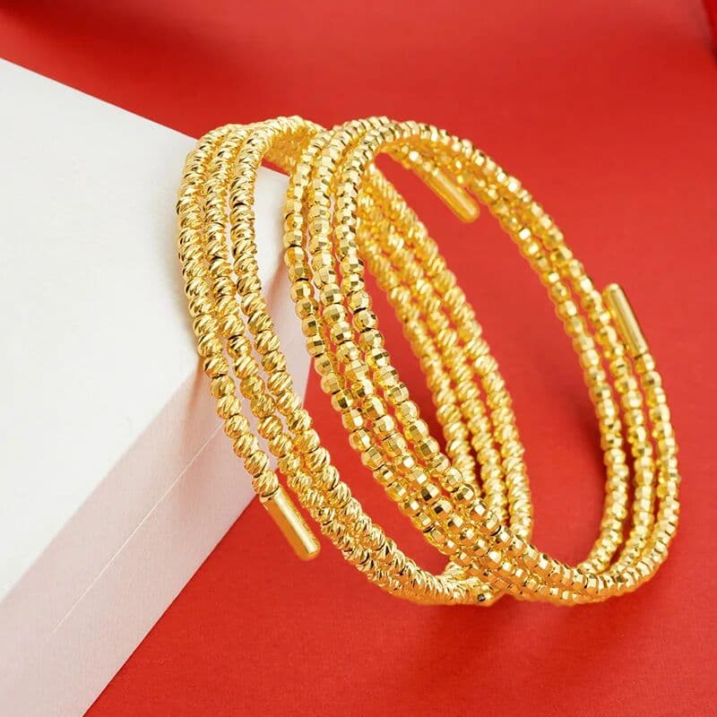 NONE Luxury 24K 9999 Pure Gold real gold Women's Didi Ball Bracelet
