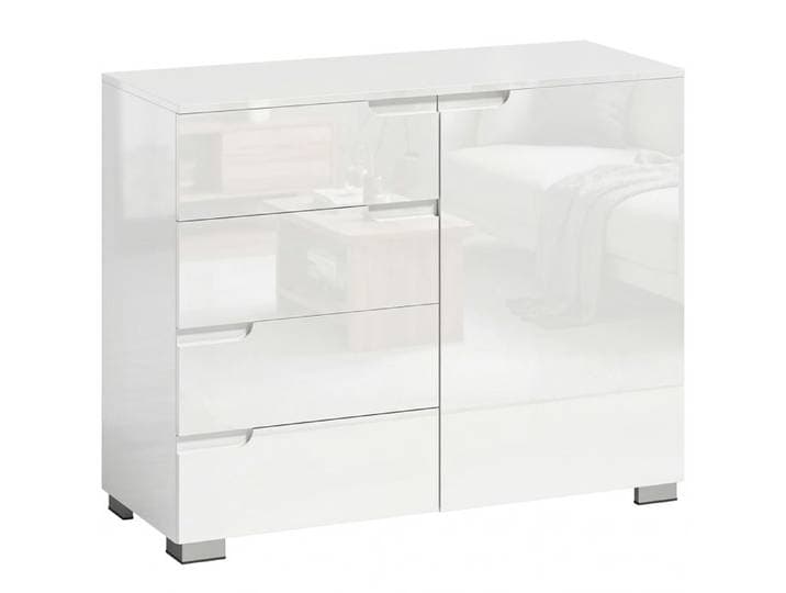 YWJ Commode à 4 tiroirs buffet avec 1 porte et fond réglable pour salon chambre à coucher 100 x 40 x 80 cm