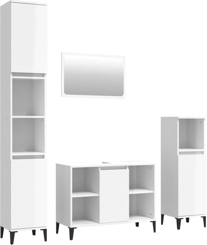 vidaXL Ensemble de meubles de salle de bain 4 pcs blanc brillant