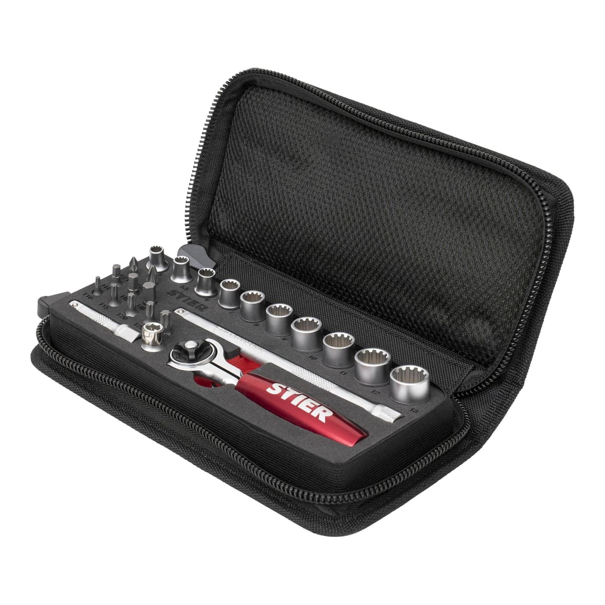 STIER Steckschlüssel- und Bit-Satz 1/4" 24-teilig in Handwerkertasche (903040)