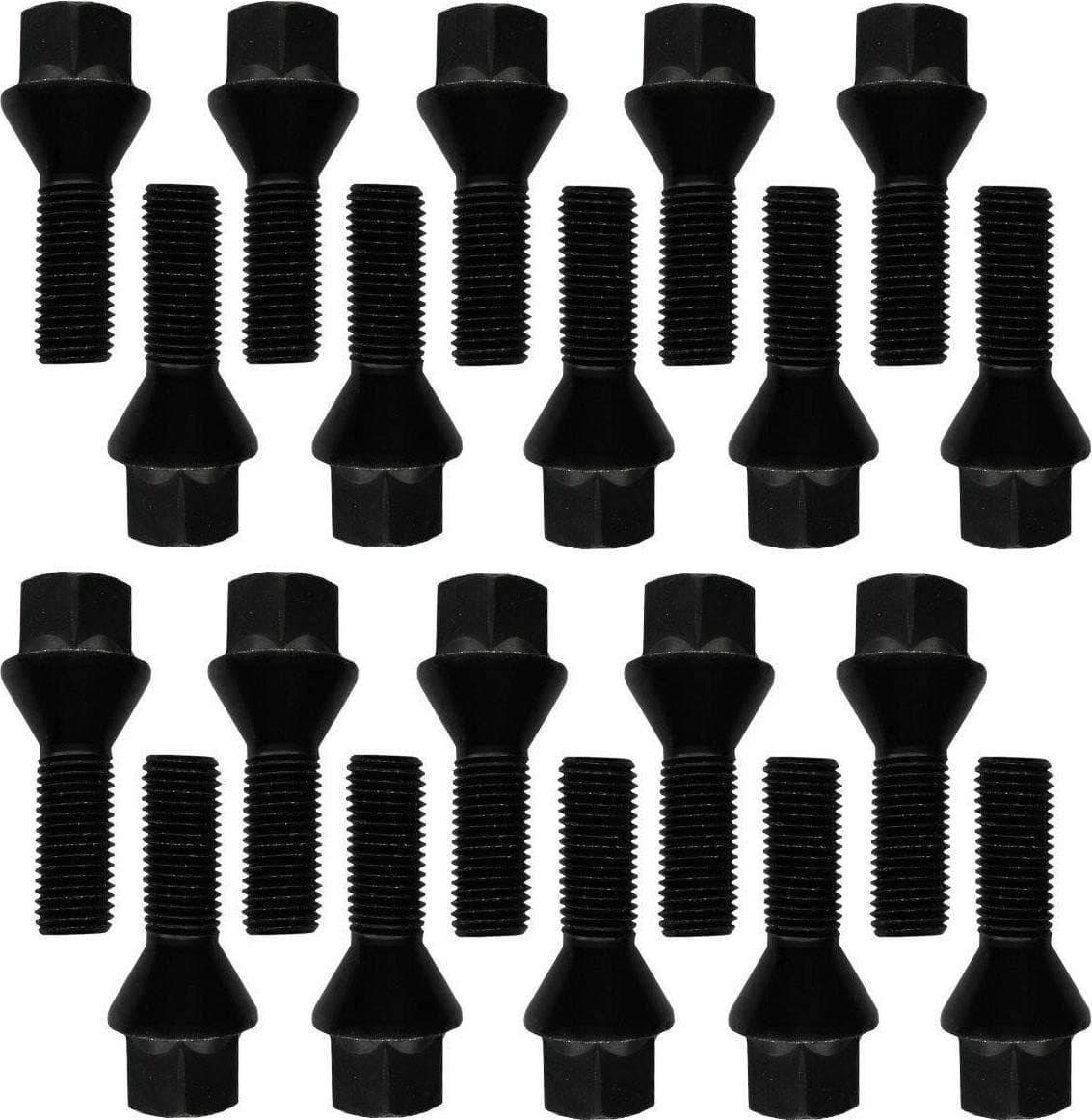 Tracer 20 wielbouten M14x1,5, 35mm, conische schroefdraad, 60 graden, zwart, voor Citroën C8, C8 Van, Dispatch I en Dispatch II