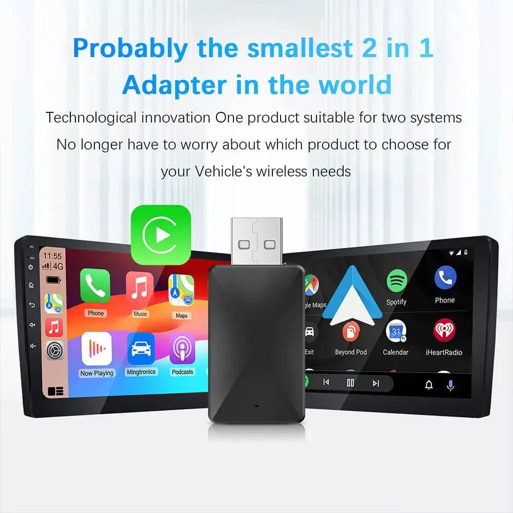 ANYFAR 2in1 Wired to Wireless CarPlay Android Auto Adapter for OEM Car Stereo With USB Plug and Play