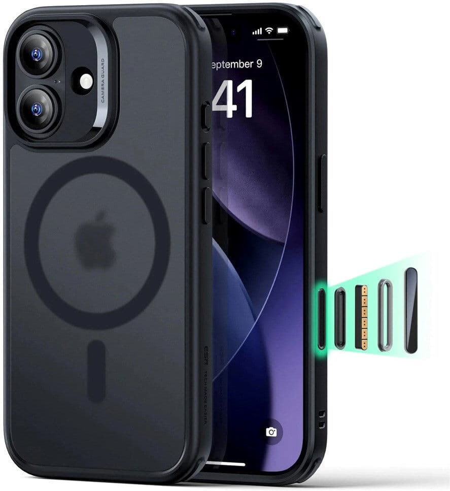 iPhone 17 ESR Classic Hybrid Cover m. Indbygget Camera Control Knap - MagSafe Kompatibel - Mat Sort