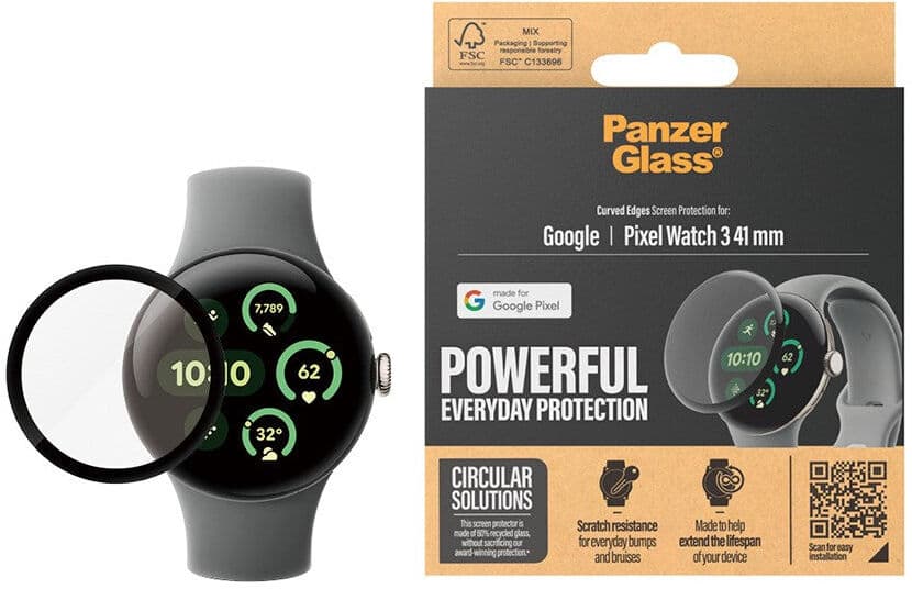 Google Pixel Watch 3 (41mm) PanzerGlass Hærdet Glas Skærmbeskyttelse - Gennemsigtig