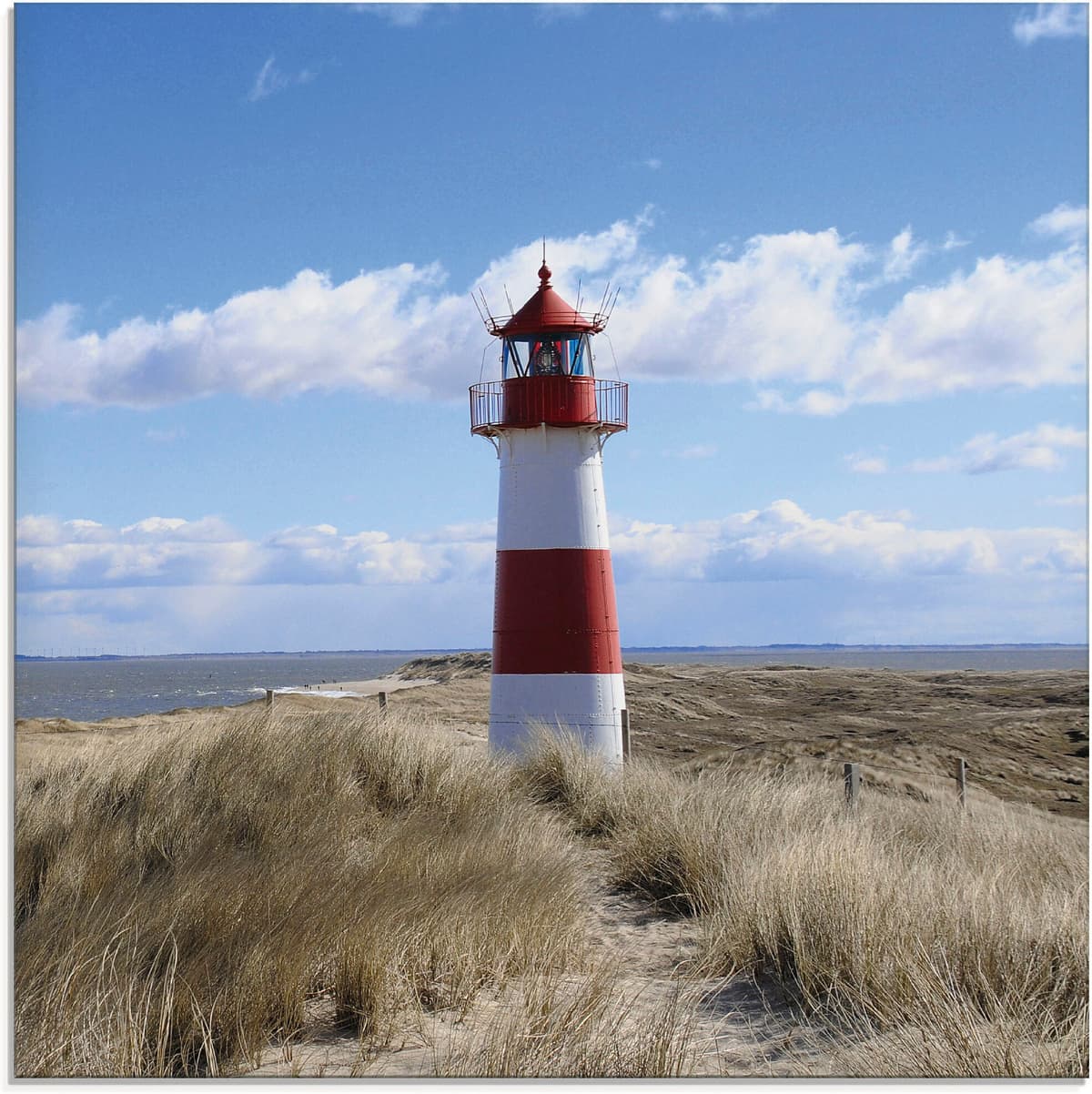 Glasbild ARTLAND "Leuchtturm Sylt", blau (farbe bild(er): blau), B:30cm H:30cm, Bilder, Glasbild, in verschiedenen Grössen farbe bild(er): blau B/H/T: 30cm x 30cm, Glasbild Gebäude, 1 Stk.