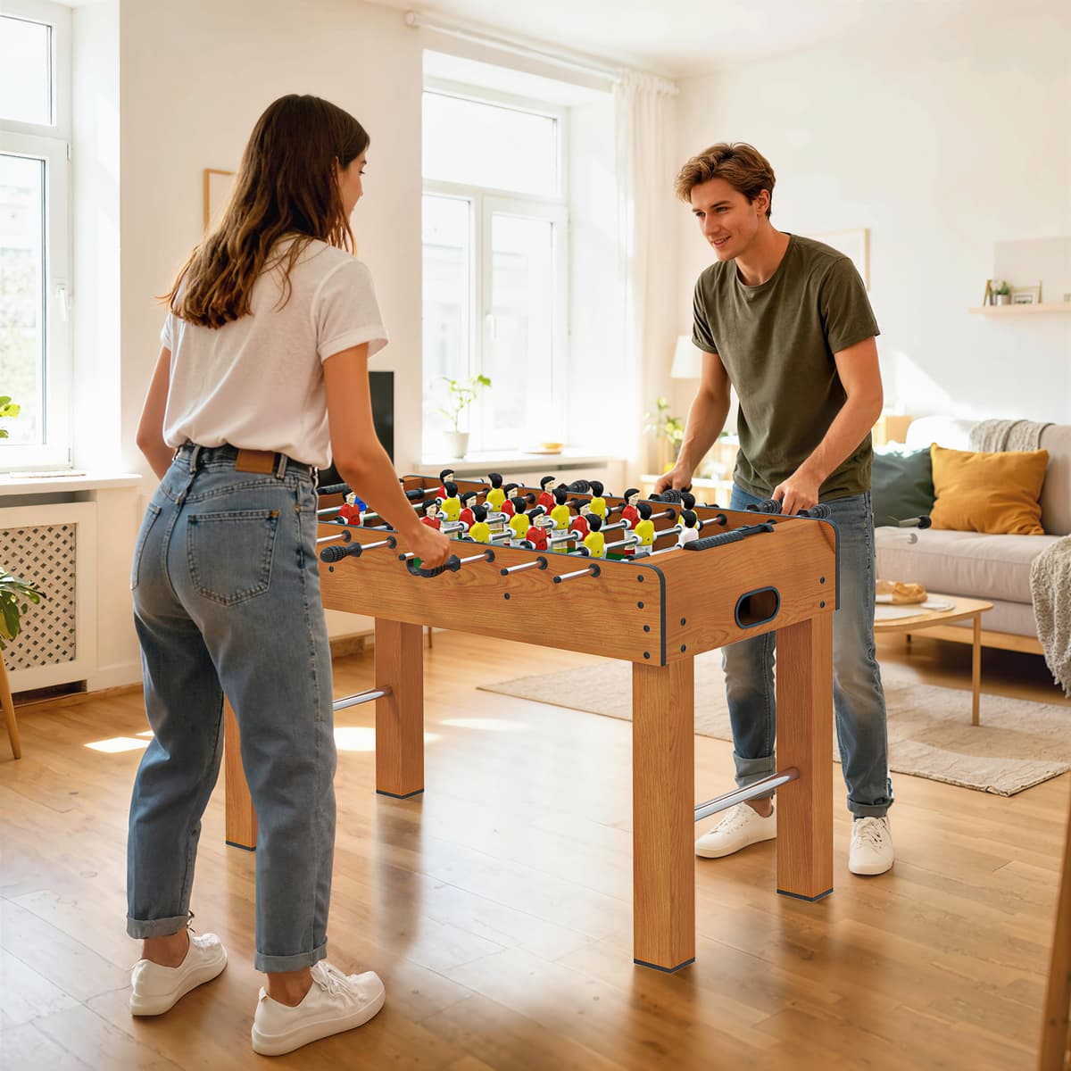 Homcom Calcio Balilla Professionale per Adulti e Bambini in MDF, con 2 Palline, Segnapunti e 22 Giocatori, 122x61x80.7cm