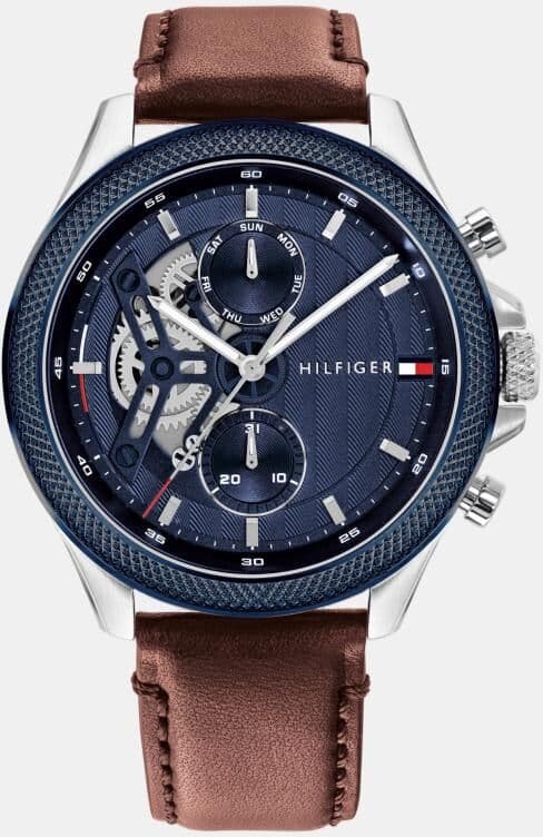 Tommy Hilfiger Reloj de hombre Clark 1792287 multifunción de piel. Azul marino