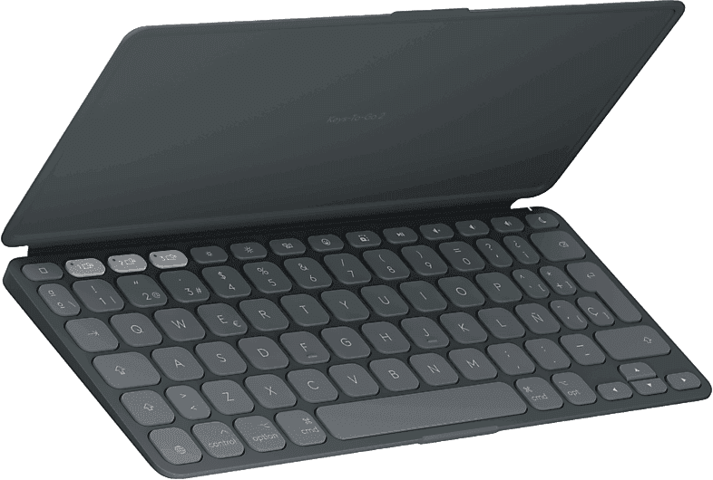 Funda con teclado - Logitech Keys to Go 2 para iPad, Bluetooth, Accesos directos, Multidispositivo, Smart Actions, iPhone y Macbook, Negro
