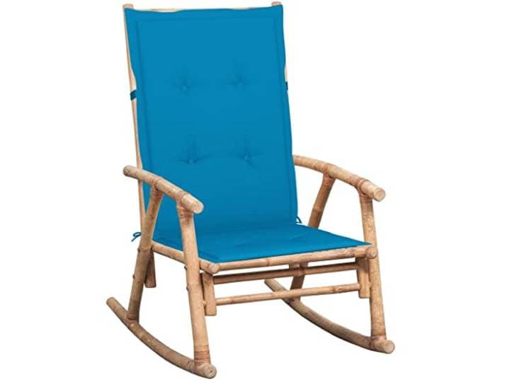vidaXL Schommelstoel met kussen bamboe