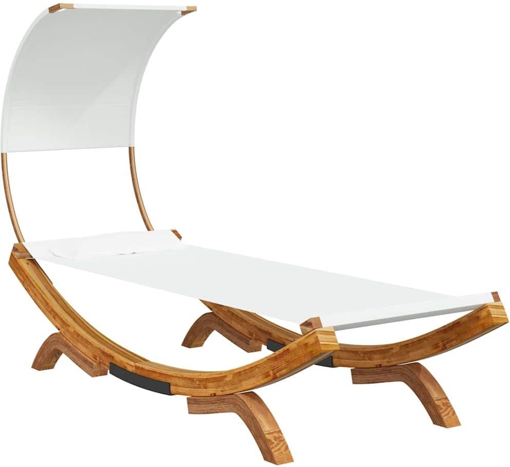 vidaXL Lit repos avec auvent 100x200x126 cm Bois courbé massif Crème
